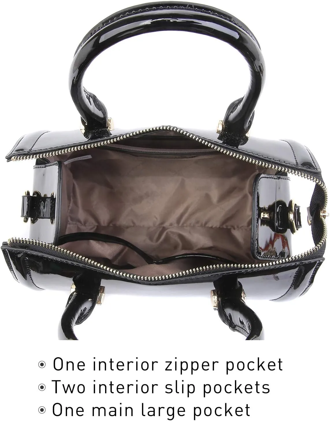 Shiny Patent Faux Leather Handbags Barrel Top Handle Purse Satchel Bag Shoulder Bag for Women