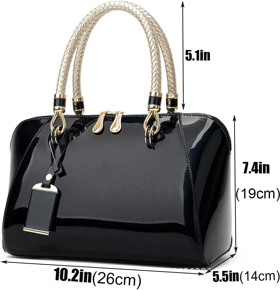 Shiny Patent Women Faux Leather Handbags Crossbody Bag Top Handle Purse Satchel Bag Shoulder Bag