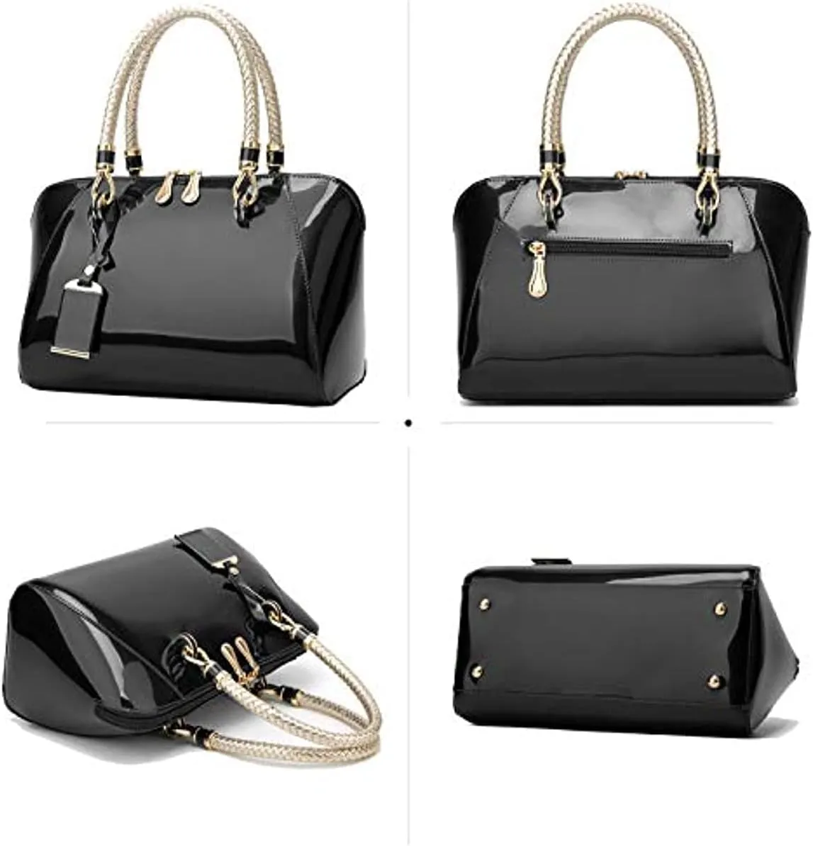 Shiny Patent Women Faux Leather Handbags Crossbody Bag Top Handle Purse Satchel Bag Shoulder Bag