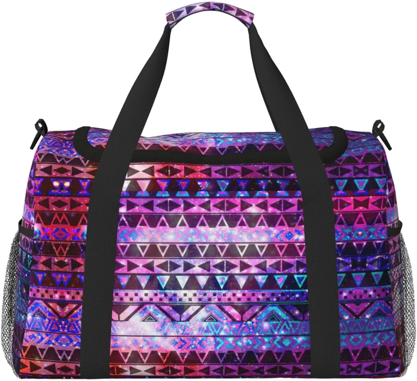 Shiny Pattern Travel Tote Bag â€“ Large Reusable Shopping Bag, Vacation Tote, Sports Duffel Bag with Adjustable Crossbody Strap