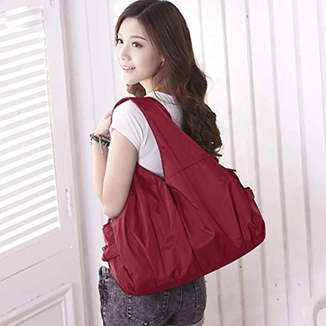 Shoulder Bag for Women, Waterproof Shopping Lightweight Work Purse and Handbag Travel Tote Oxford Nylon Large Capacity Hobo
