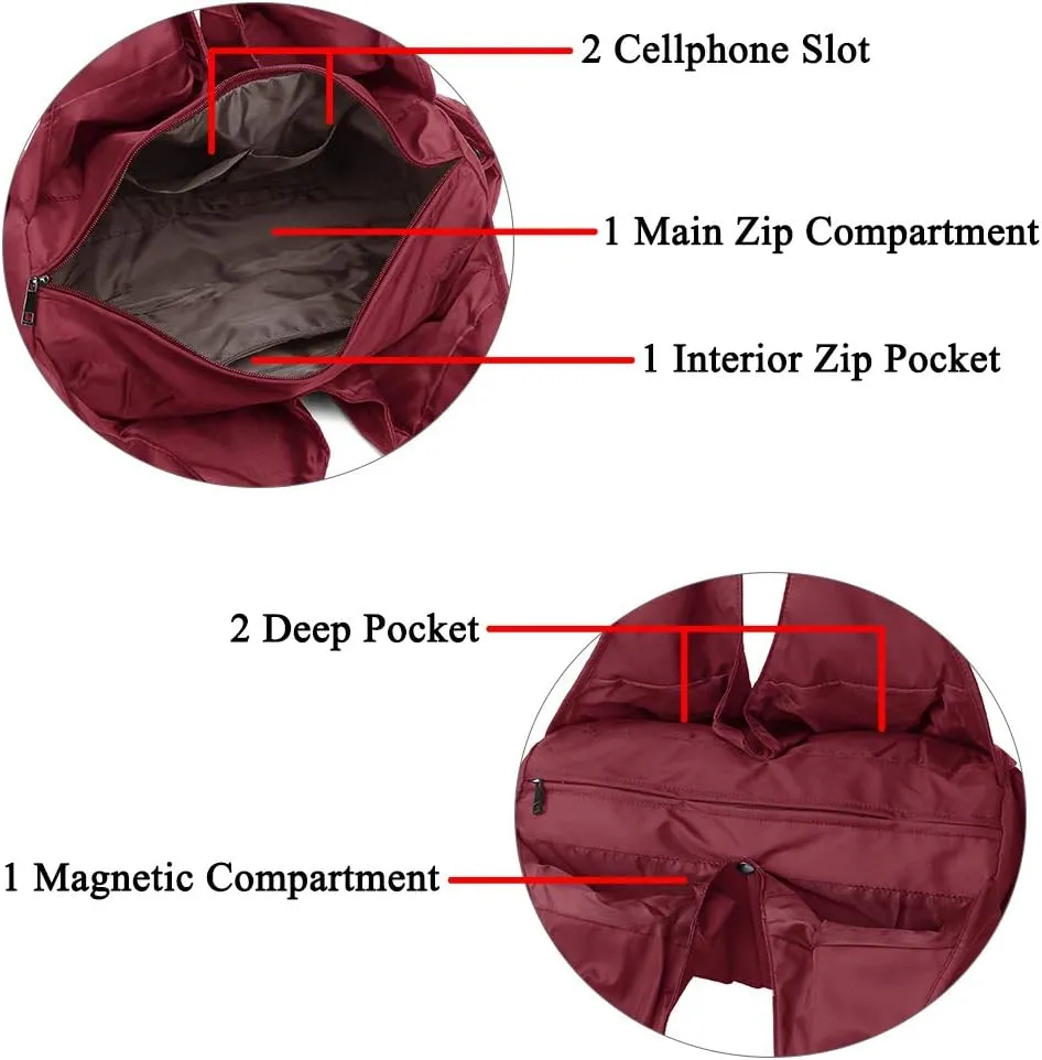 Shoulder Bag for Women, Waterproof Shopping Lightweight Work Purse and Handbag Travel Tote Oxford Nylon Large Capacity Hobo