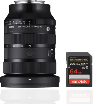 Sigma 24-70MM F2.8 DG DN II Art Lens, Sony E Mount Bundle with SanDisk 64GB Extreme Pro SDXC UHS-I Memory Card (2 Items)
