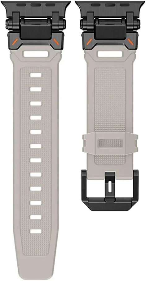 Silicone Metal Strap For Watch Ultra 2 49mm 45mm 44mm 42mm Soft Rubber Strap For Iwatch Series 9 8 7 6 5 4 se Men Bracelet,Black starlight,for Watch 45mm