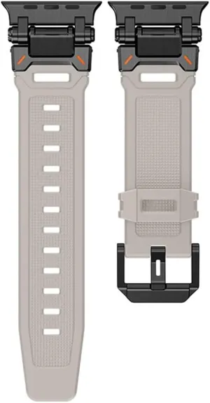 Silicone Metal Strap For Watch Ultra 2 49mm 45mm 44mm 42mm Soft Rubber Strap For Iwatch Series 9 8 7 6 5 4 se Men Bracelet,Black starlight,for Watch 45mm
