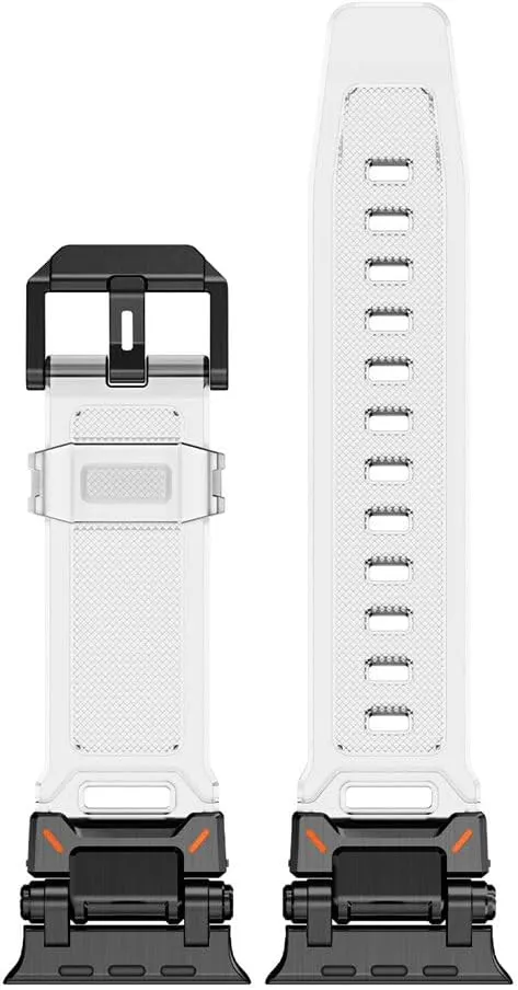 Silicone Metal Strap For Watch Ultra 2 49mm 45mm 44mm 42mm Soft Rubber Strap For Iwatch Series 9 8 7 6 5 4 se Men Bracelet,Black transparent,for Watch 45mm