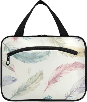 Simple Colored Feathers hanging bags for travel with hook, designer unisex make up bags for women toilet bolsa de maquillaje para mujer L