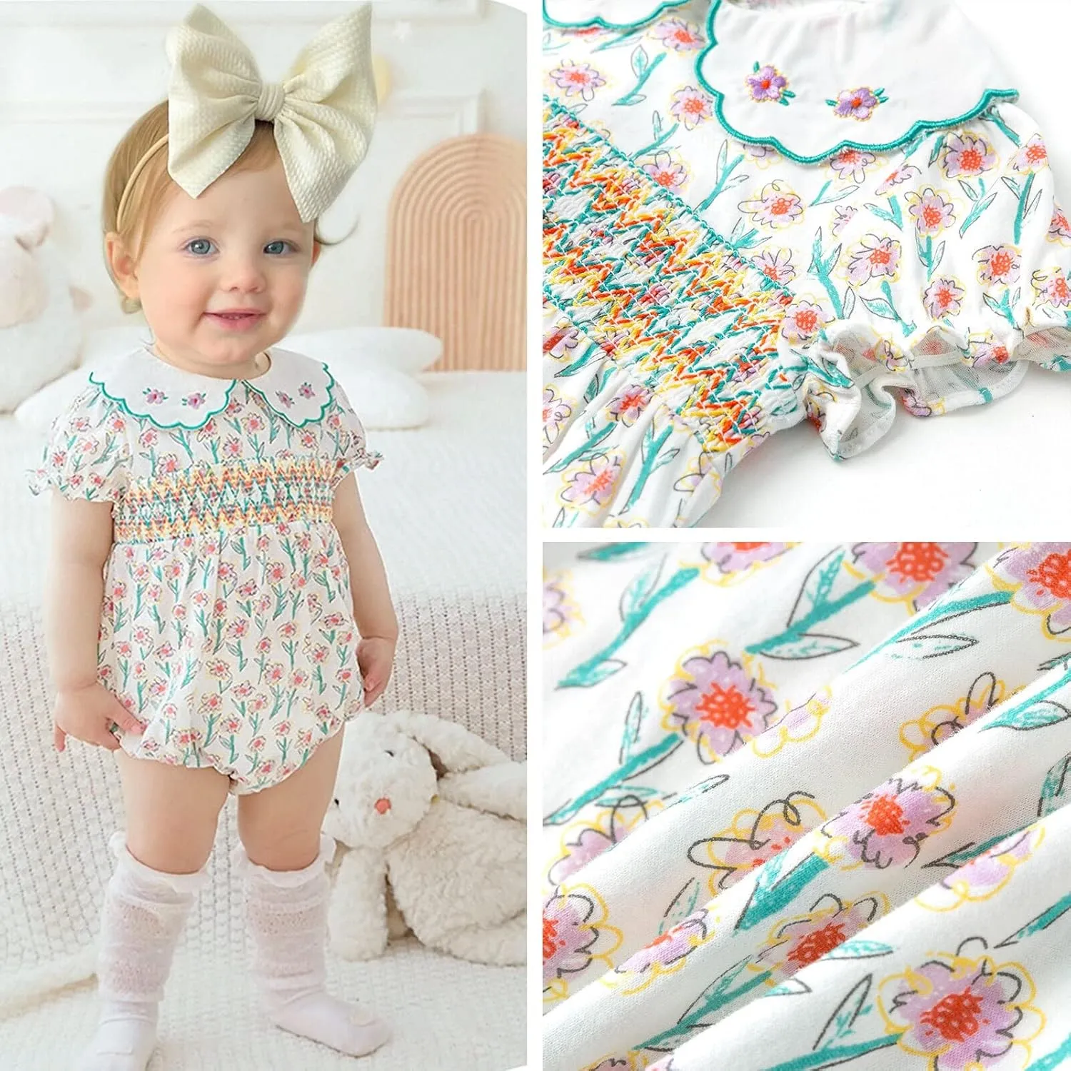 Simplee kids Baby Infant Girls Cotton Short Sleeve Summer Ruffle Romper 3-24 Months