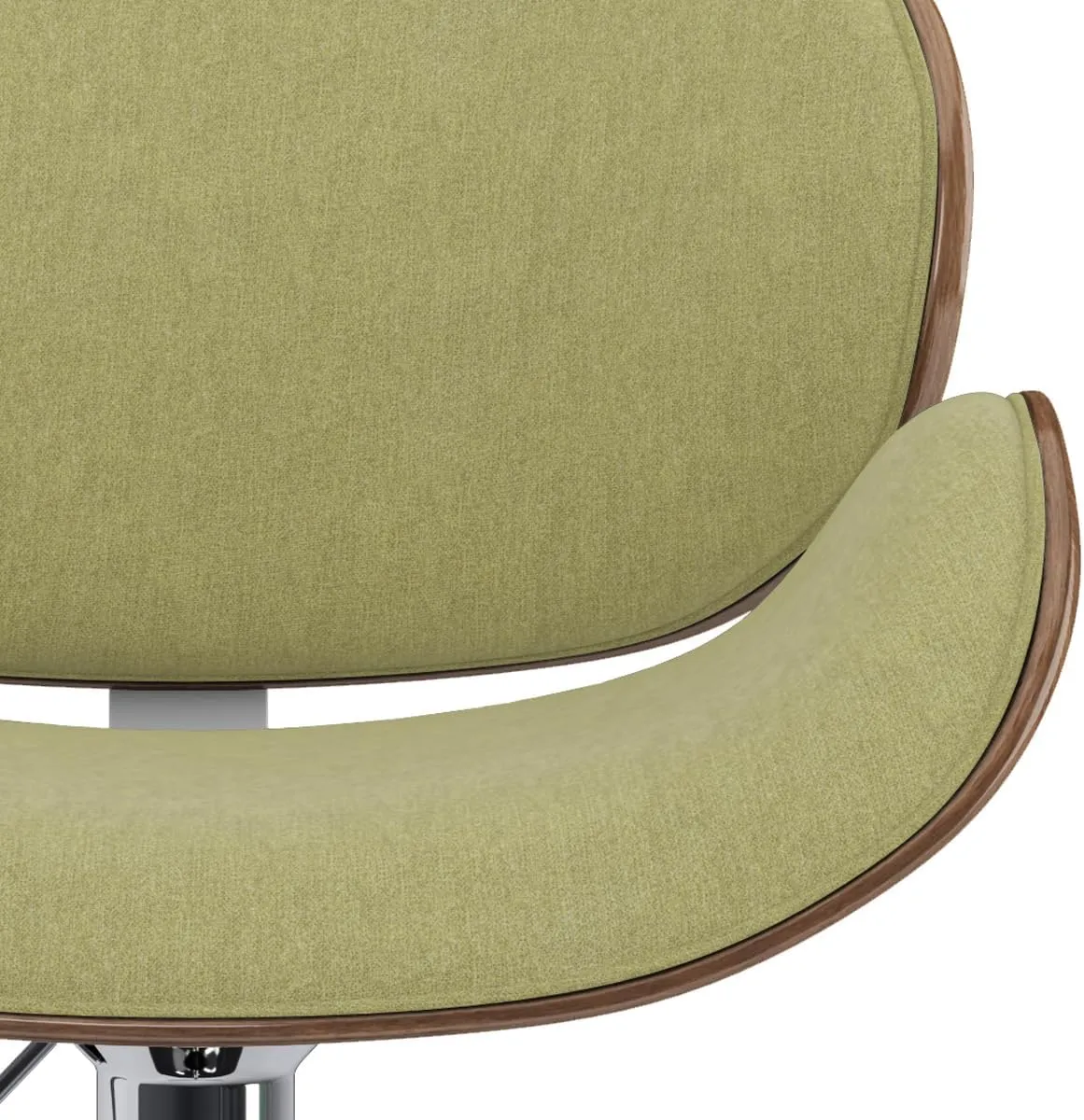 SIMPLIHOME Marana Adjustable Swivel Bar Stool - 33 inch Seat Height Upholstered Metal Bar Chair in Acid Green Polyester Linen Look Fabric, Mid Century Seating for Kitchen with Curved Bentwood Back
