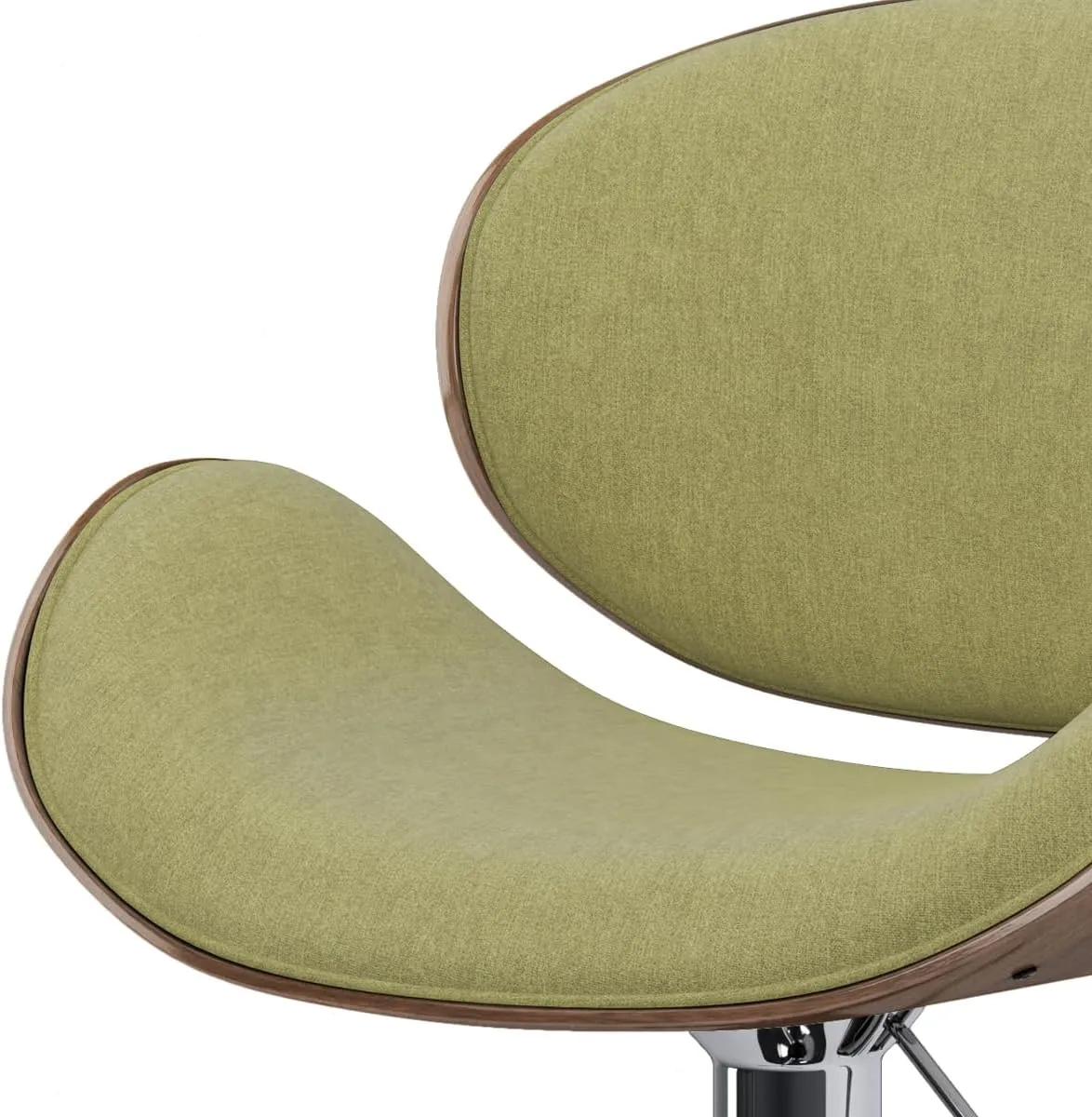 SIMPLIHOME Marana Adjustable Swivel Bar Stool - 33 inch Seat Height Upholstered Metal Bar Chair in Acid Green Polyester Linen Look Fabric, Mid Century Seating for Kitchen with Curved Bentwood Back