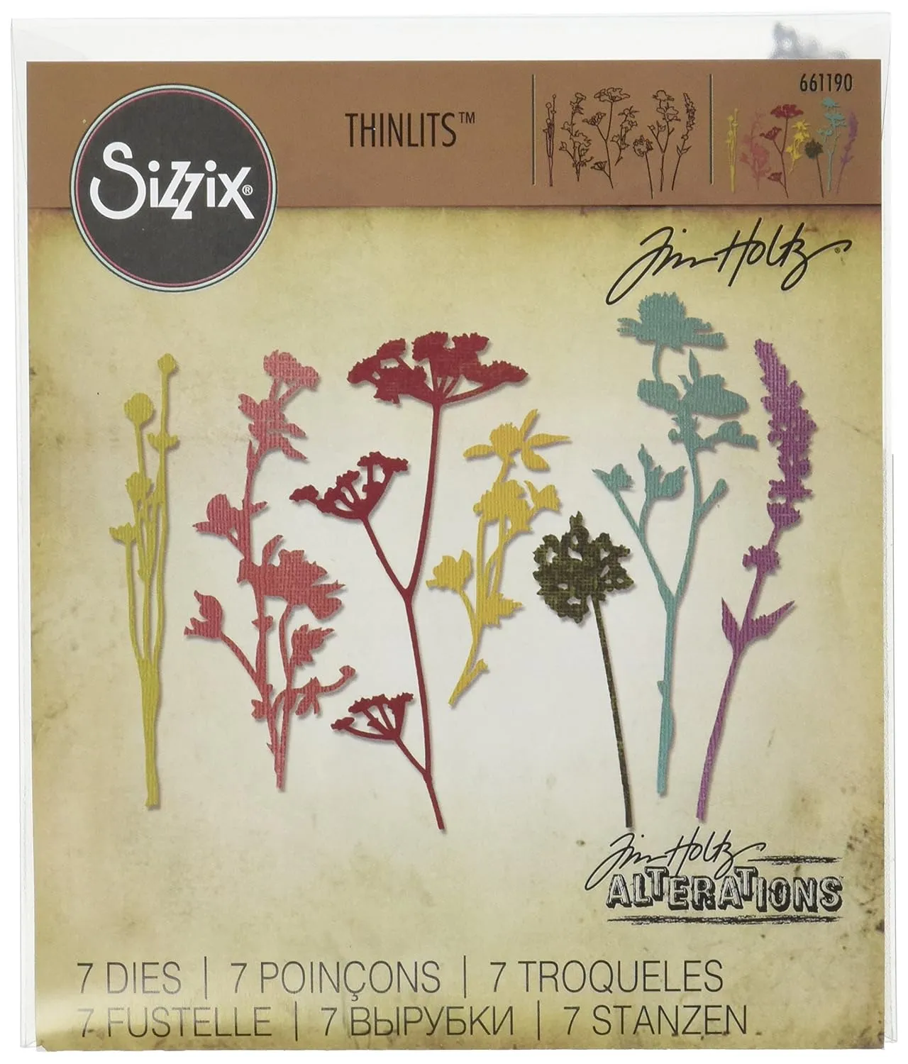 Sizzix 661190 Wildflowers Thinlits Die Set by Tim Holtz (7/Pack)