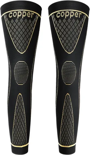 SKDK Copper Full Leg Compression Sleeves - Protect Legs for Men & Women, Basketball, Cycling, Football, Arthritis Relief, Reduce Varicose Veins & Swelling