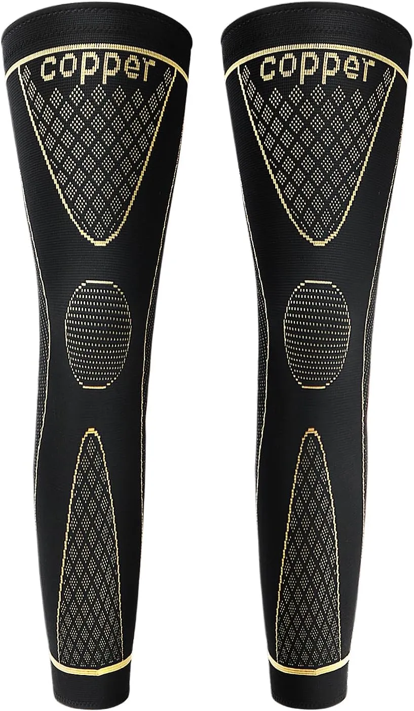 SKDK Copper Full Leg Compression Sleeves - Protect Legs for Men & Women, Basketball, Cycling, Football, Arthritis Relief, Reduce Varicose Veins & Swelling