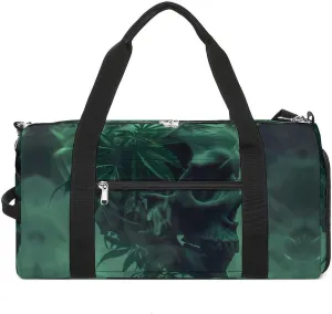 Skull Smoke Weed Sports Gym Bag for Men Women Travel Duffel Bag with Shoulder Strap