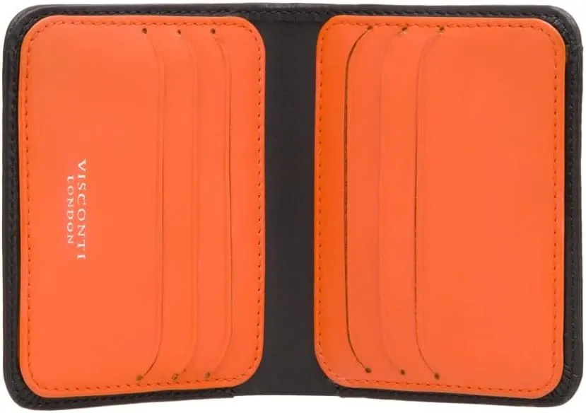 Slim Collection Lank Leather Wallet with RFID and Tap and Go VSL34 (Black/Orange)