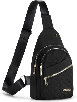 Sling Bag Crossbody Bags for Women Trendy Leather Fanny Packs Chest Bag Sling Crossbody Backpack for Travel (Black)
