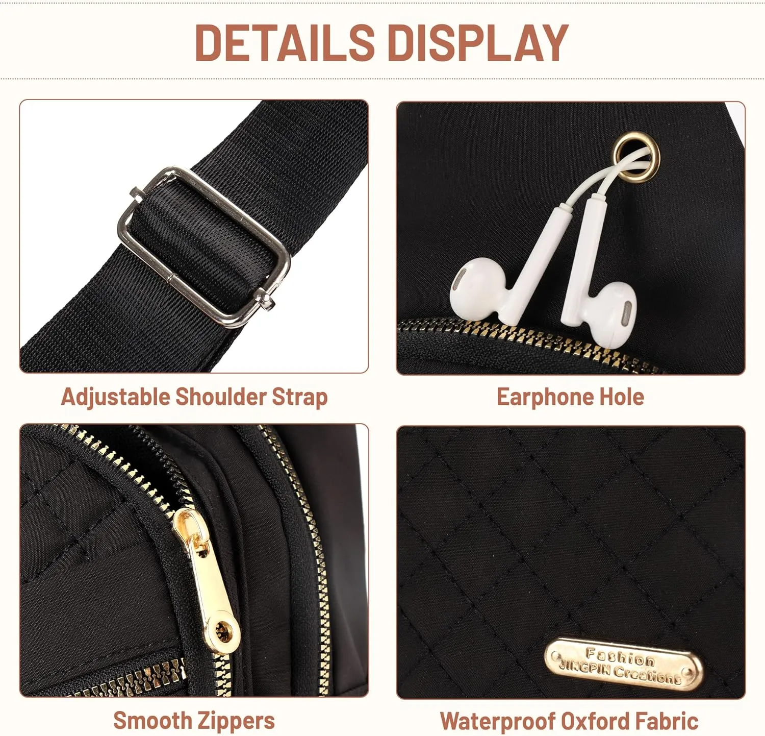 Sling Bag Crossbody Bags for Women Trendy Leather Fanny Packs Chest Bag Sling Crossbody Backpack for Travel (Black)