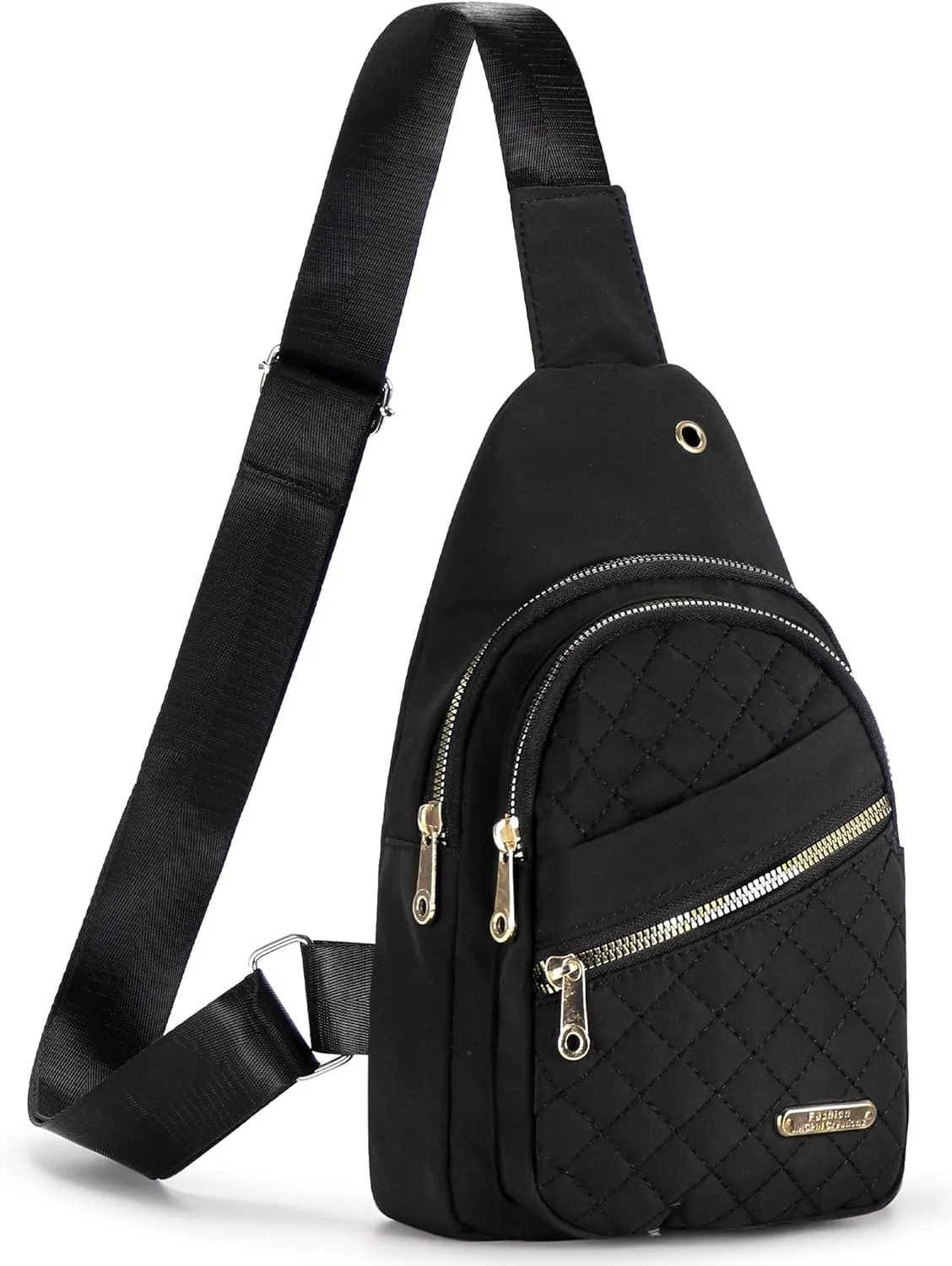 Sling Bag Crossbody Bags for Women Trendy Leather Fanny Packs Chest Bag Sling Crossbody Backpack for Travel (Black)