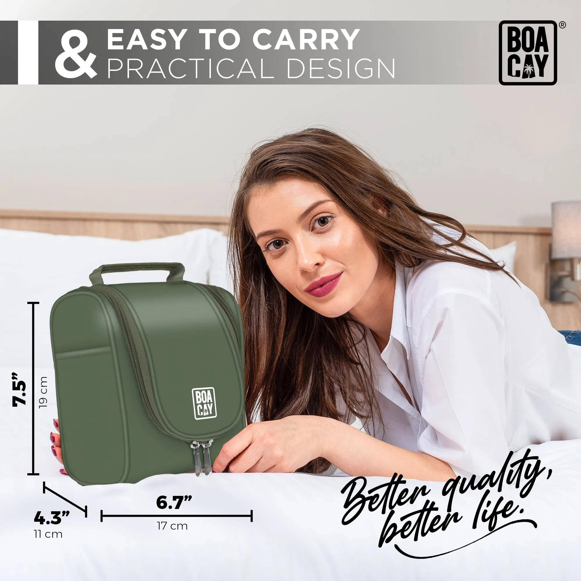Small Collapsible Hanging Toiletry Bag - Olive Green