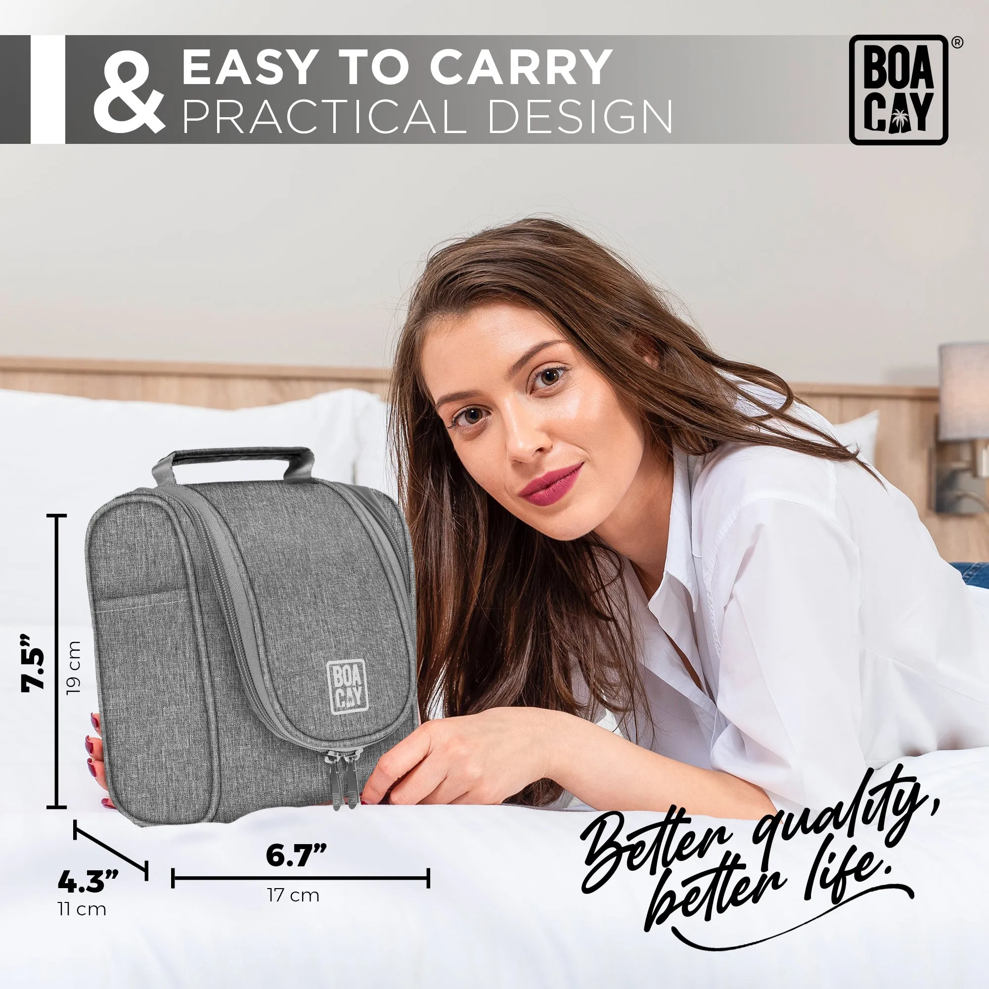 Small Collapsible Hanging Toiletry Bag - Quartz Gray