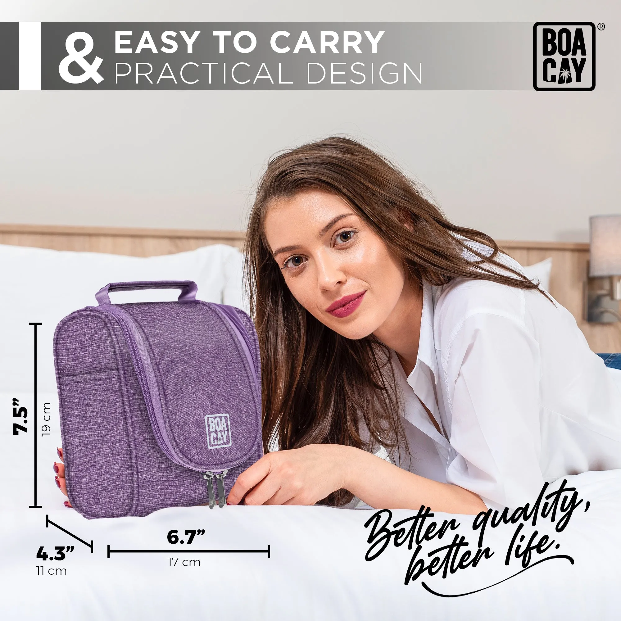 Small Collapsible Hanging Toiletry Bag - Wild Purple