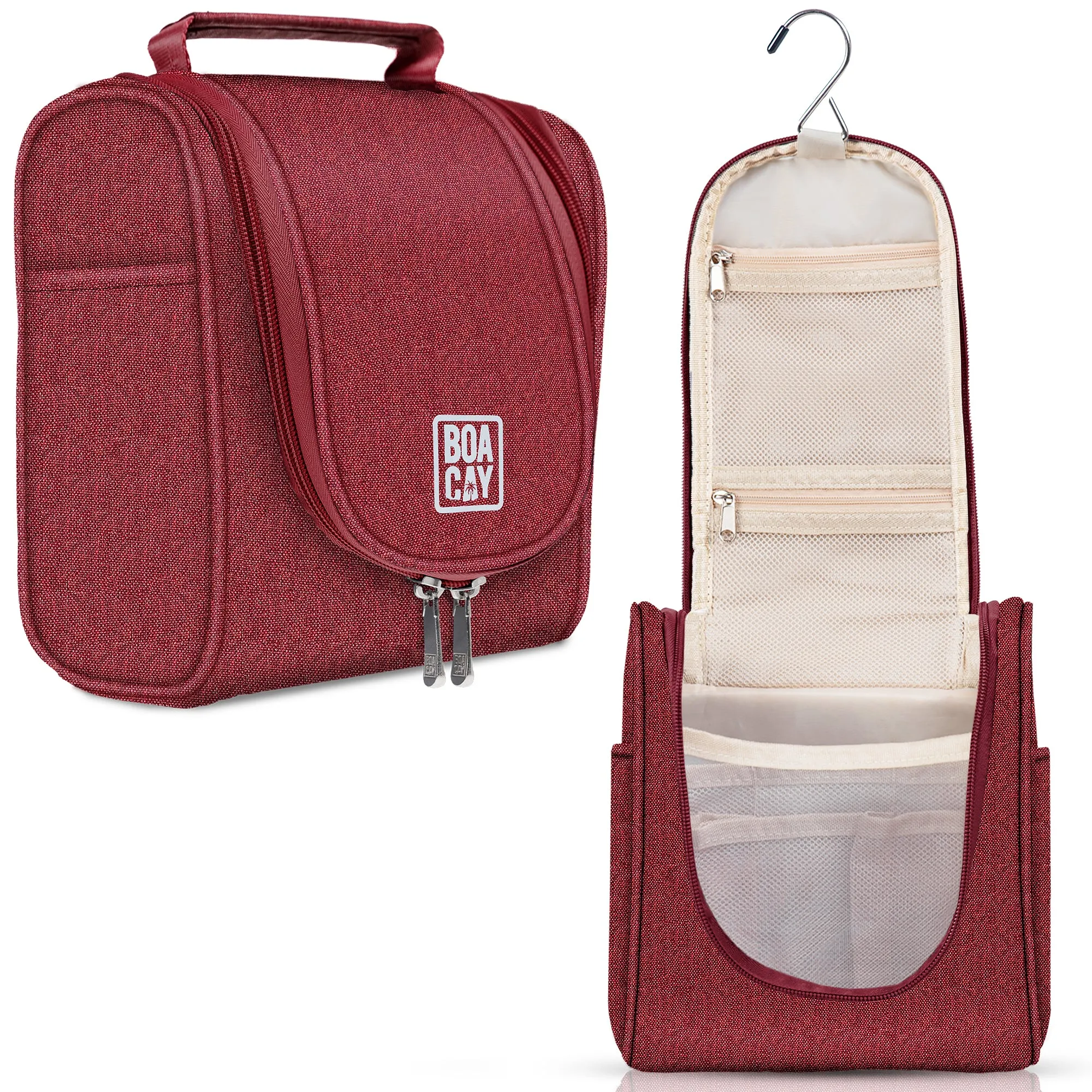 Small Collapsible Hanging Toiletry Bag - Wine Red