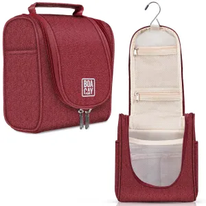 Small Collapsible Hanging Toiletry Bag - Wine Red