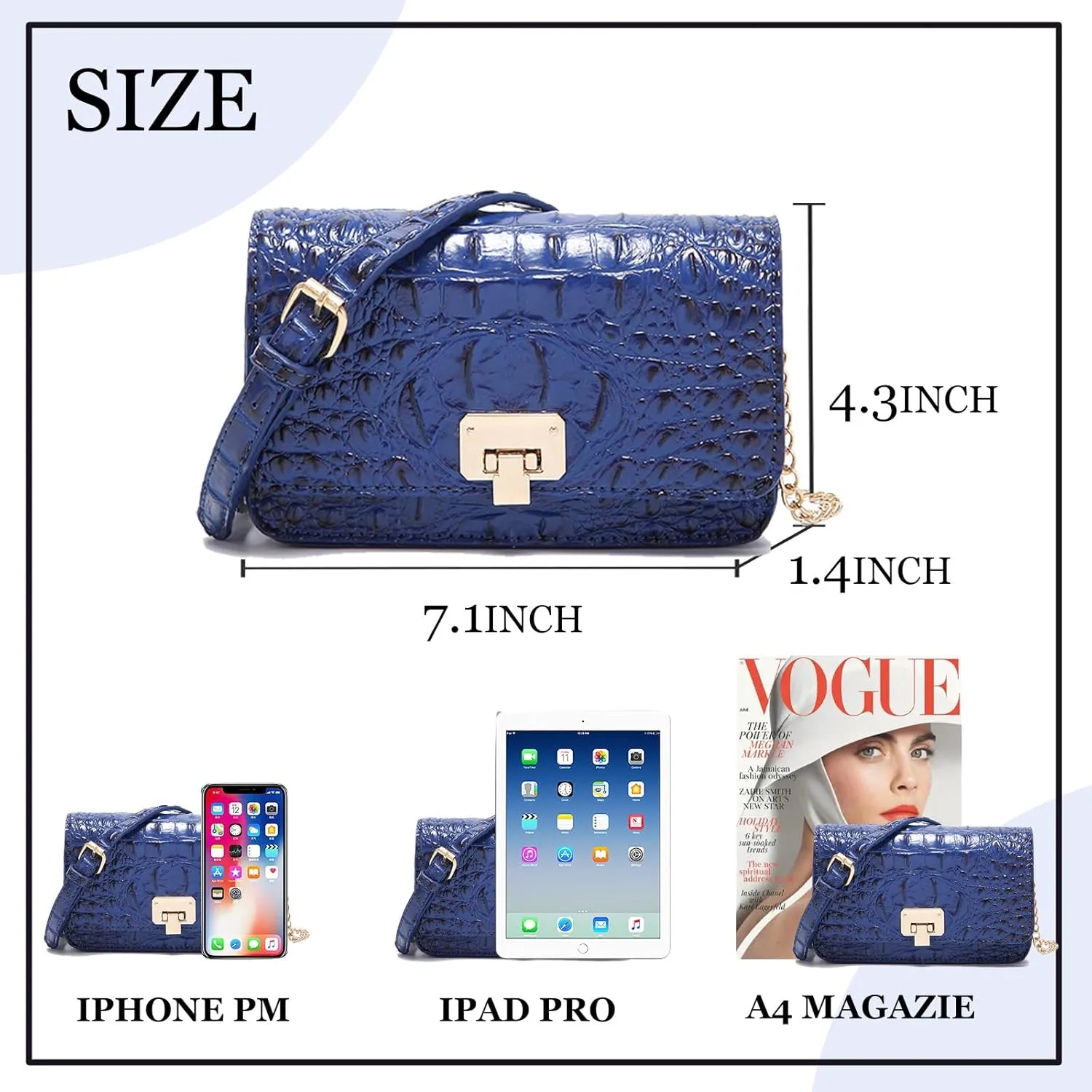 Small Crocodile Crossbody Cell Phone Purse for women Vegan Leather Clutch Wallet with Leather Shoulder Strap