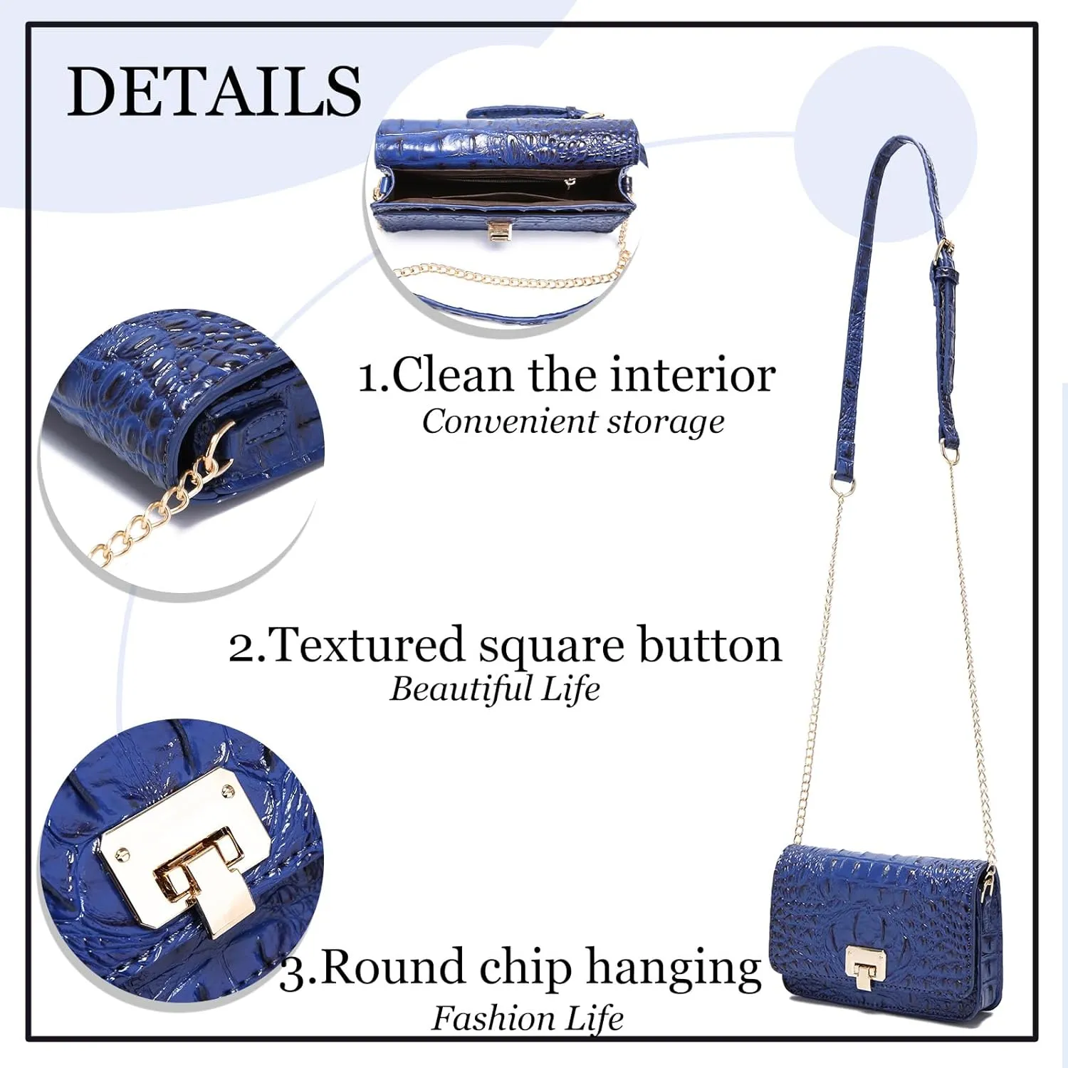 Small Crocodile Crossbody Cell Phone Purse for women Vegan Leather Clutch Wallet with Leather Shoulder Strap