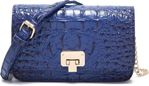 Small Crocodile Crossbody Cell Phone Purse for women Vegan Leather Clutch Wallet with Leather Shoulder Strap