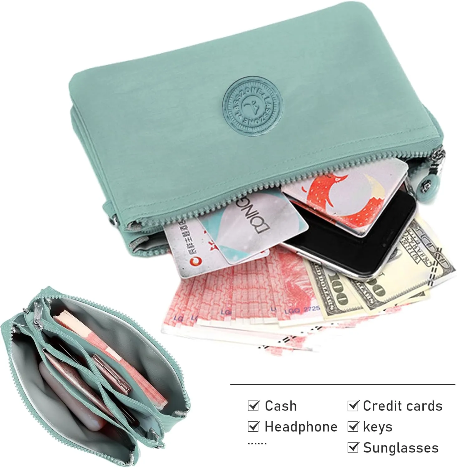 Small Crossbody Bag for Women Lightweight Nylon Shoulder Handbag Multi Pocket Clutch Purse Mobile Phone Bag