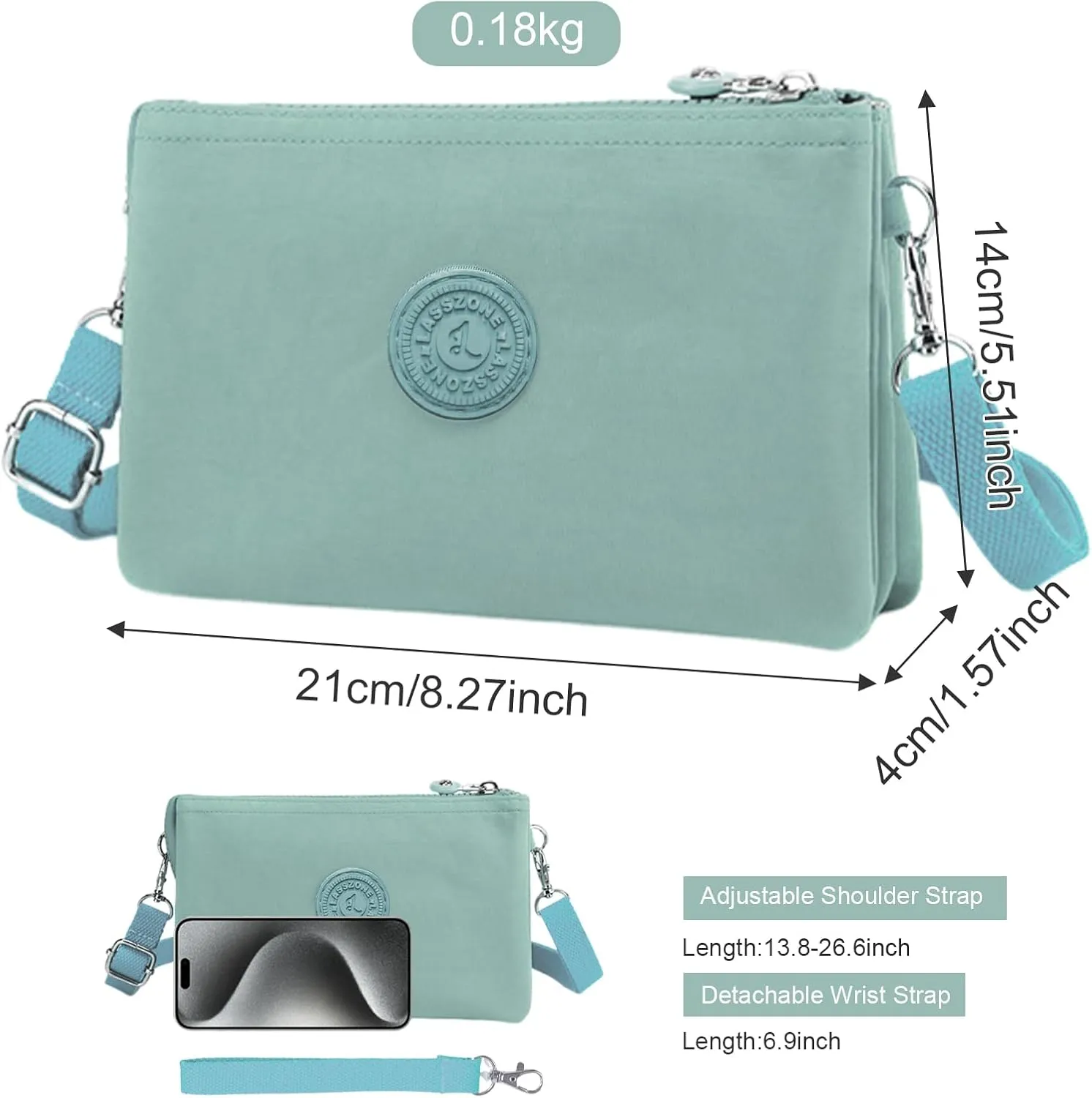 Small Crossbody Bag for Women Lightweight Nylon Shoulder Handbag Multi Pocket Clutch Purse Mobile Phone Bag