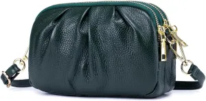Small Crossbody Bag for Women Trendy，Genuine Leather Crossbody Cell Phone Purse with Triple Compartments.
