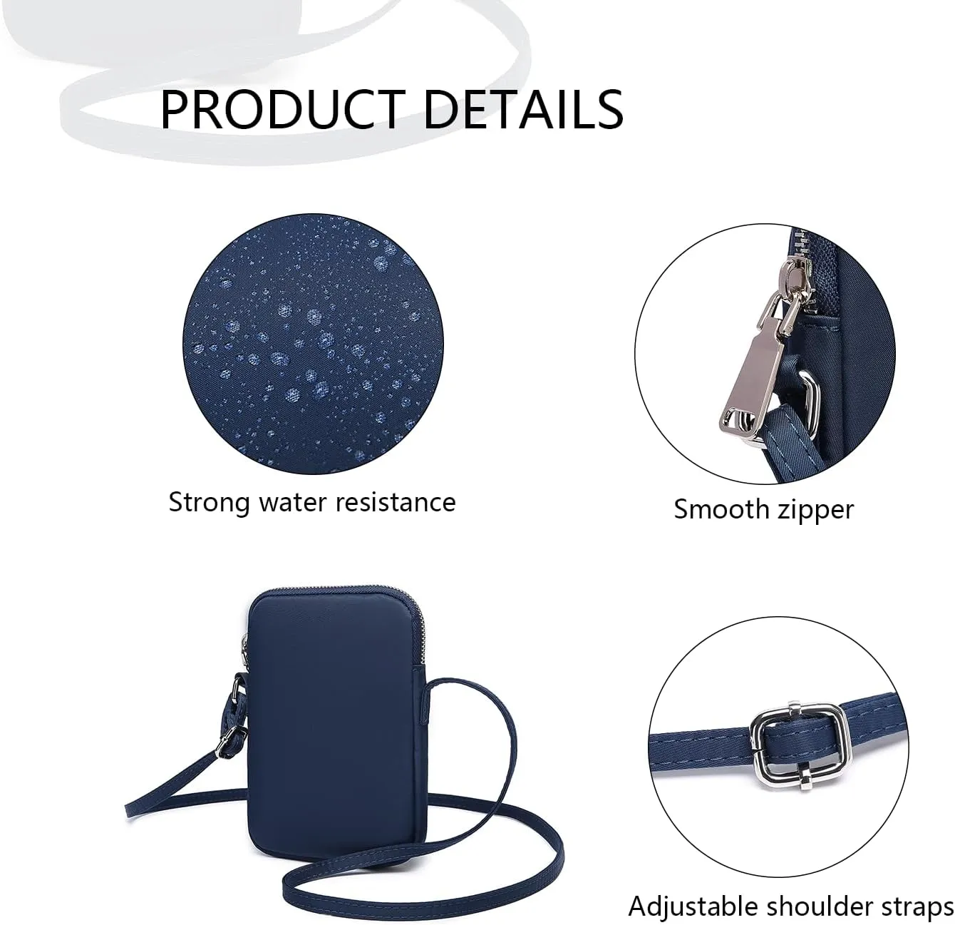 Small Crossbody Purse Zipper Cell Phone Bag Mini Shoulder Purse Wallet Smart Phone Wallet with Credit Card Solts