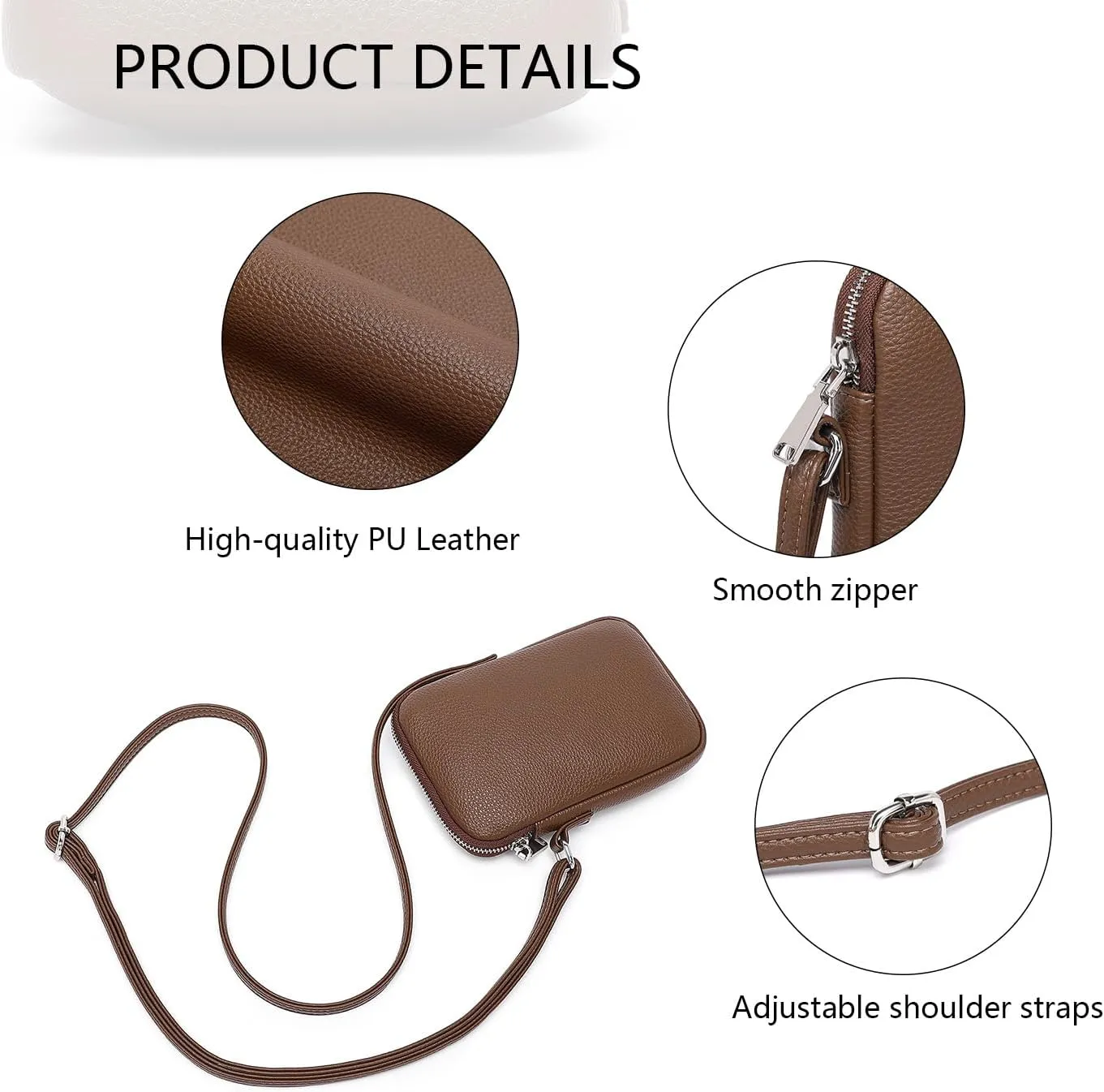 Small Crossbody Purse Zipper Cell Phone Bag Mini Shoulder Purse Wallet Smart Phone Wallet with Credit Card Solts