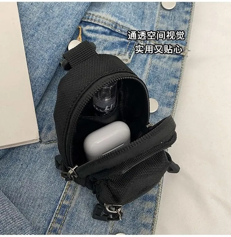Small Makeup Bag Mini Backpack,Mini Lipstick Cosmetic Bag Hanging Storage Crossbody Bag, Coin Purse Zipper Wallet (2PCS)