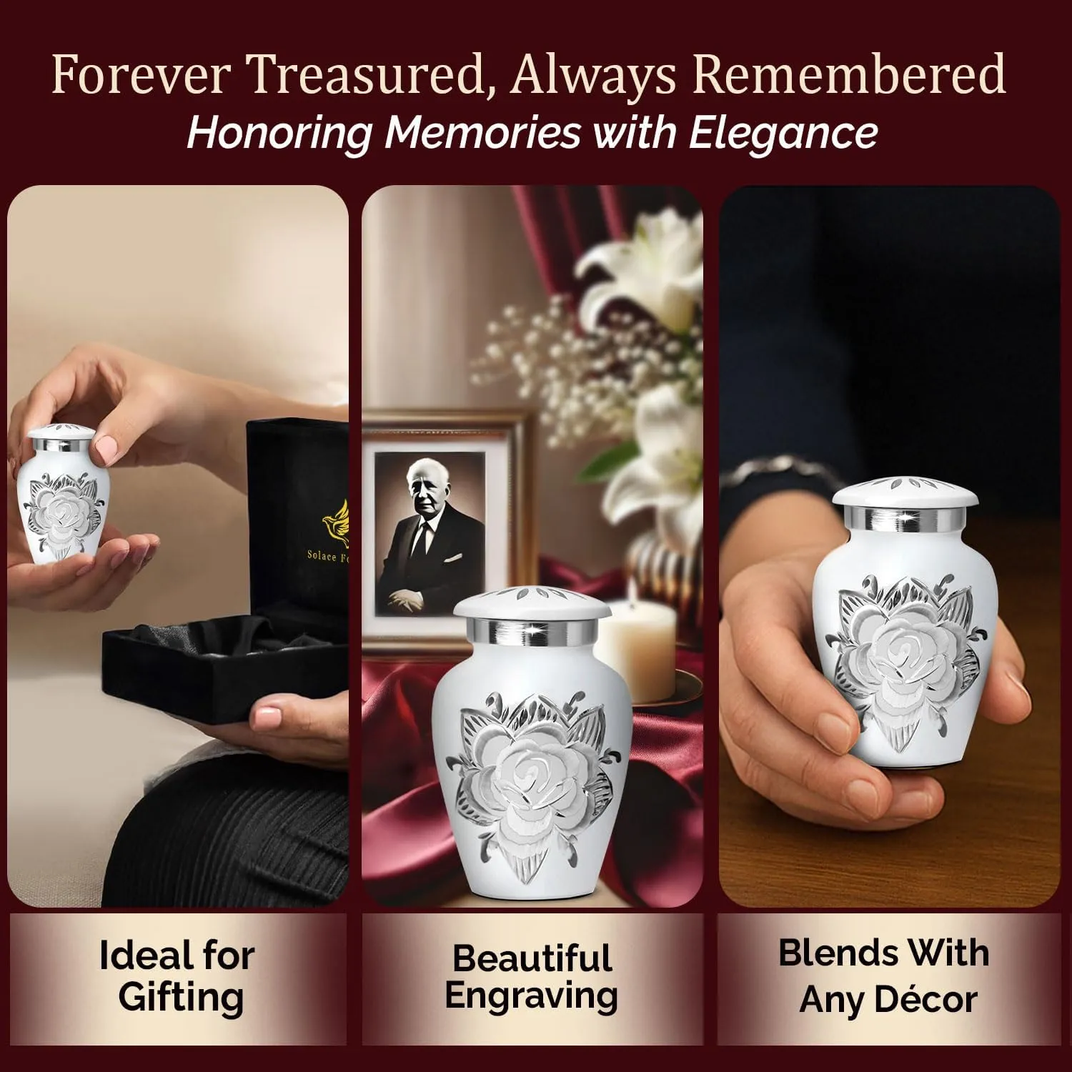 Small Urns for Human Ashes Keepsake - Mini Cremation Urns Set - Honor Your Loved One with Keepsake Urn for Ashes for Women & Men - Decorative Urn for Adult Female & Male (White, Set of 4)