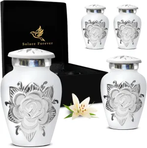 Small Urns for Human Ashes Keepsake - Mini Cremation Urns Set - Honor Your Loved One with Keepsake Urn for Ashes for Women & Men - Decorative Urn for Adult Female & Male (White, Set of 4)