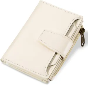 Small Wallet Women RFID Blocking Soft Leather Bifold Compact Card Holder Wallet for Women with Zipper Coin Pocket 4 ID Window