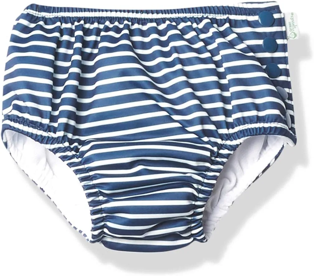 Snap Reusable Absorbent Swimsuit Diaper, Navy Stripe, 24 Months