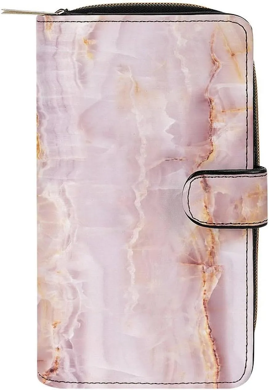 Soft Clutch PU Leather Wallet with 12 Card Slots, Zipper Card Case Holder Purse