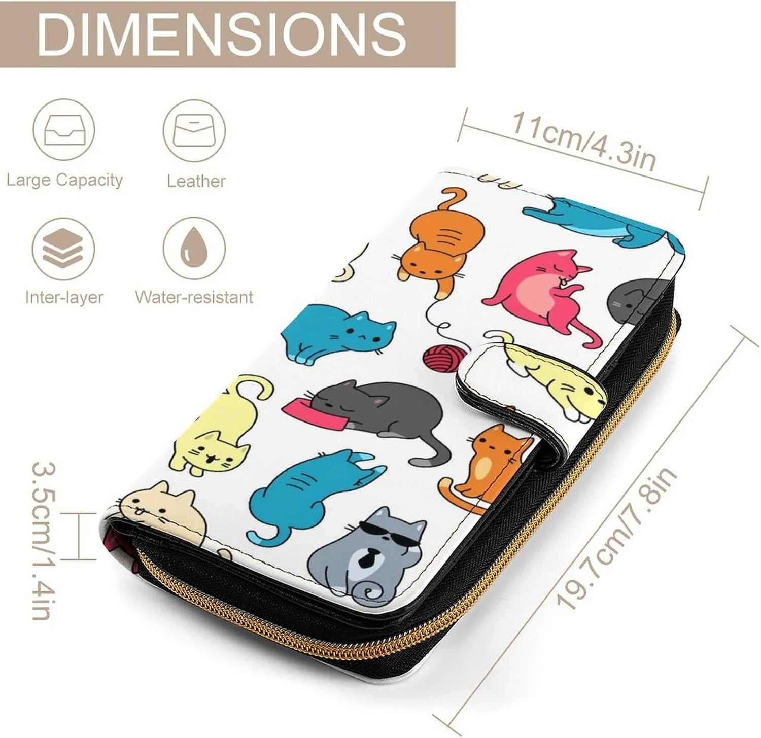 Soft Clutch PU Leather Wallet with 12 Card Slots, Zipper Card Case Holder Purse