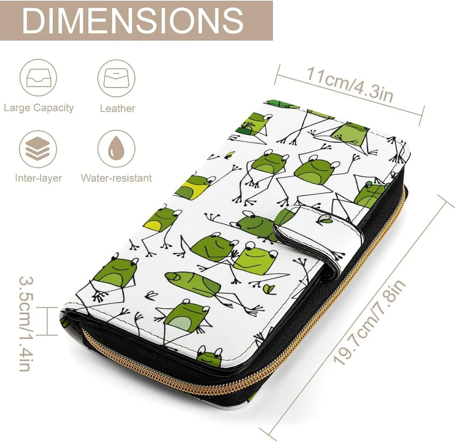 Soft Clutch PU Leather Wallet with 12 Card Slots, Zipper Card Case Holder Purse