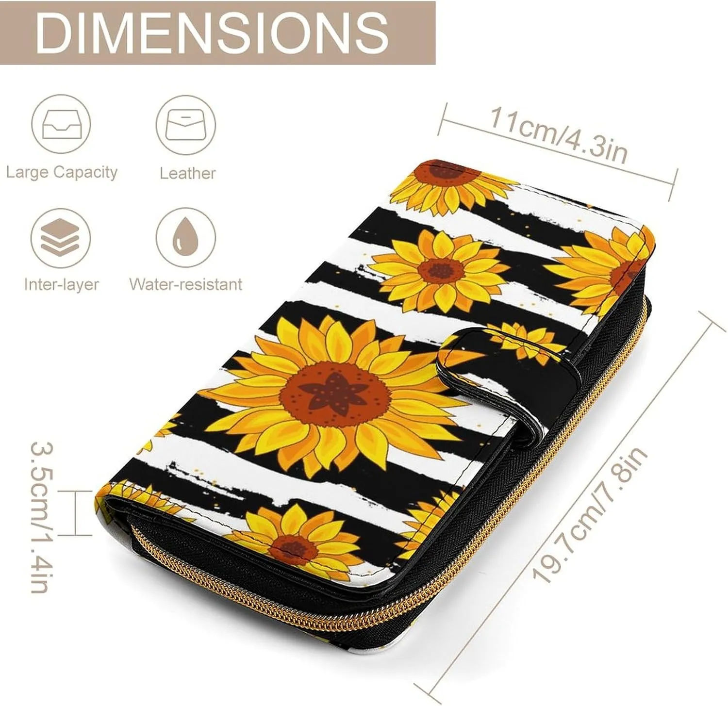 Soft Clutch PU Leather Wallet with 12 Card Slots, Zipper Card Case Holder Purse
