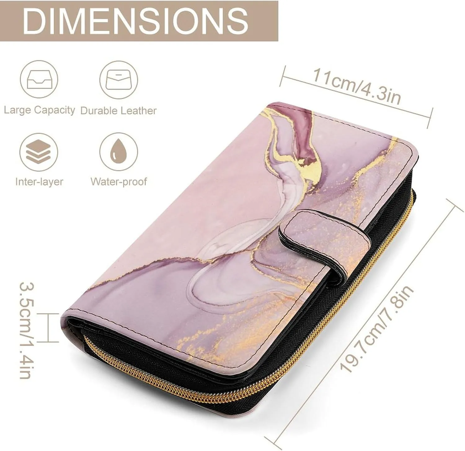 Soft Zipper Wallet with 12 Card Slots, Clutch PU Leather Card Case Holder Purse