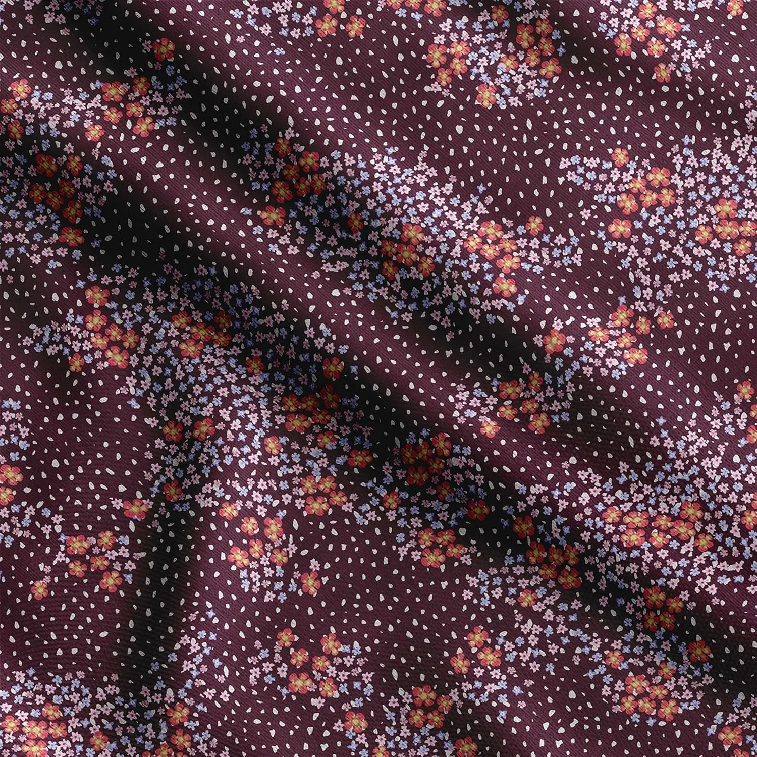 Soimoi Silky Satin Fabric Material, 1 Yard - 42" Inch Width, Red - Floral Print - Soft Shiny Fabric for Dress, Pillowcases, Pajamas, Evening Dress, DIY