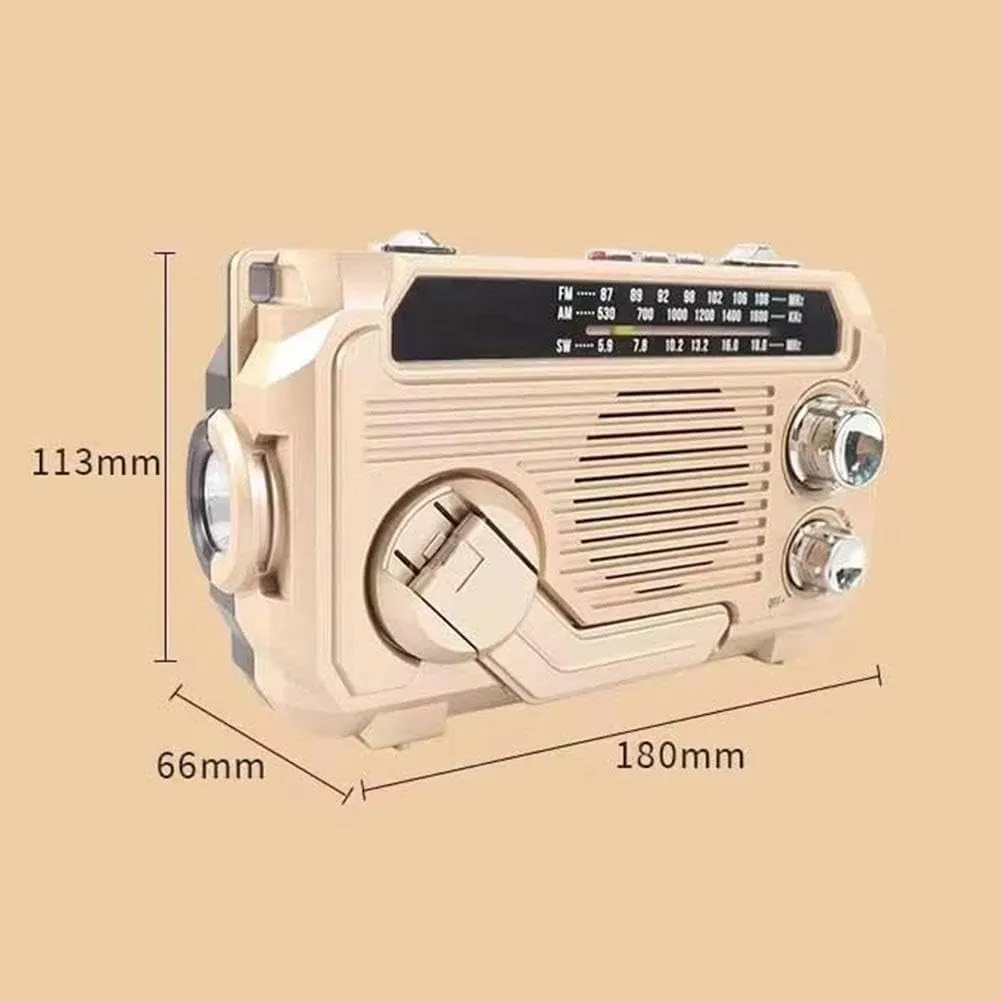 Solar Hand Crank Emergency Radio with Waterproof Bluetooth Speaker, with AM FM SW Portable Solar Powered Radio, Wind Up Flashlight Phone Charger, for Indoor/Outdoor Emergencies Survival (Desert)