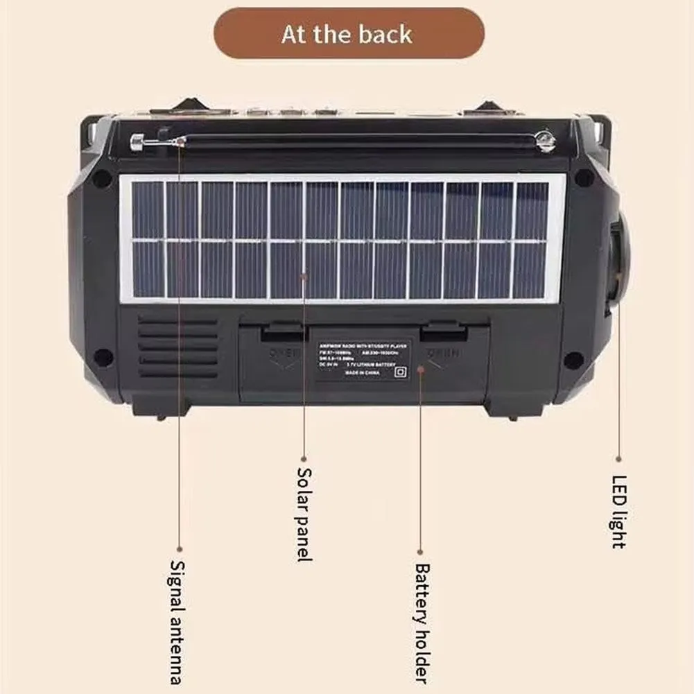 Solar Hand Crank Emergency Radio with Waterproof Bluetooth Speaker, with AM FM SW Portable Solar Powered Radio, Wind Up Flashlight Phone Charger, for Indoor/Outdoor Emergencies Survival (Desert)