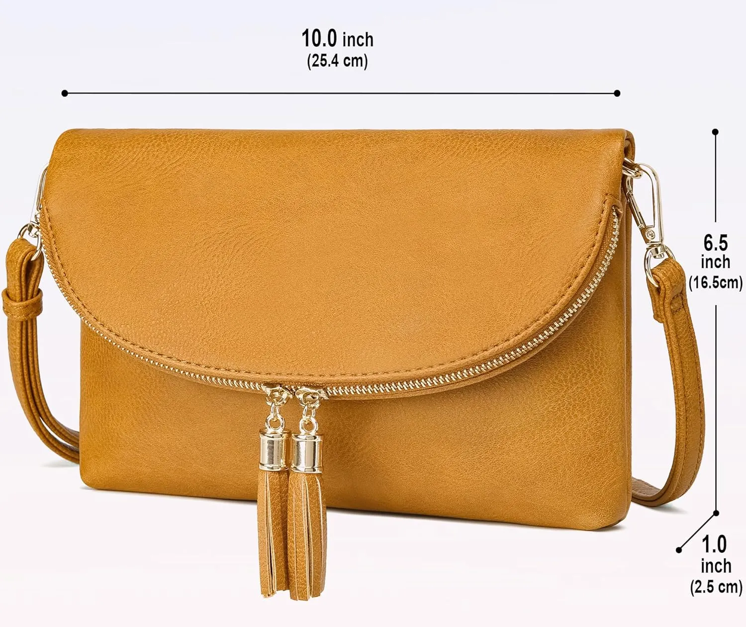 Solene Womens Envelop Clutch Purse Multi Compartments, 6 Card Slot Inside, Crossbody Bag With Tassels