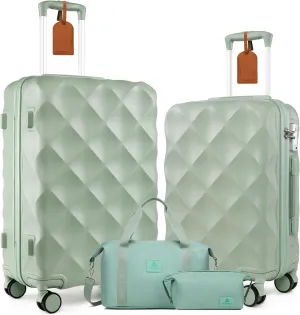 Somago 2 Piece Luggage Set - 24/28" Travel Suitcase with Duffel Bag, Toiletry Bag, Lightweight ABS Hardside Luggage with Spinner Wheels